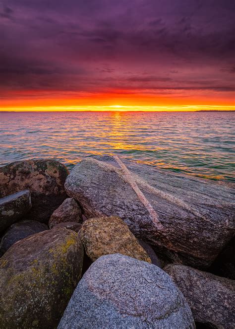 Stones Sea Horizon Sunset HD Phone Wallpaper Peakpx