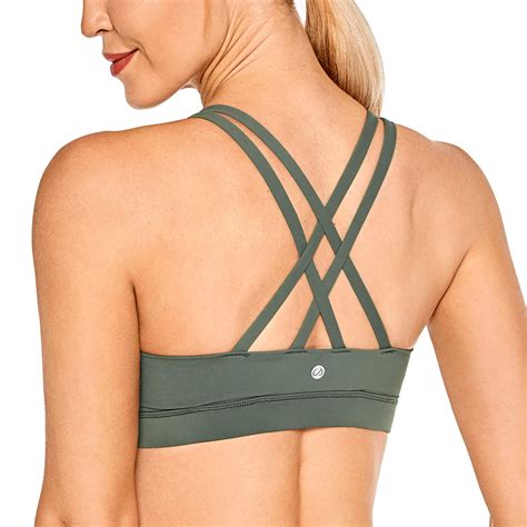 Crz Yoga Women S Strappy Sports Bras Fitness Workout Padded Yoga Bra