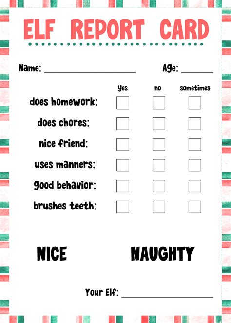 Free Elf On The Shelf Report Card Printable Hustle Mom Repeat