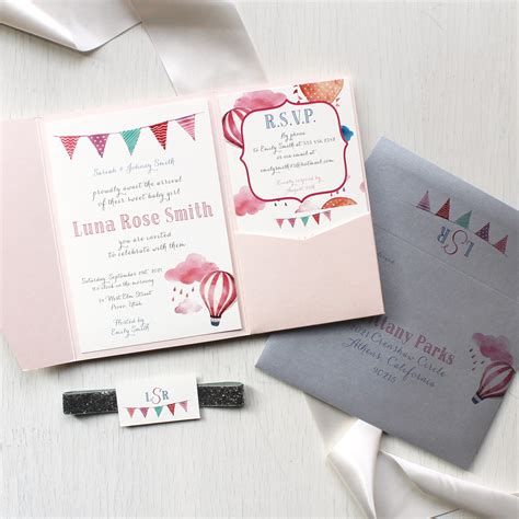 Hot Air Balloon Baby Shower Invitations Beacon Lane