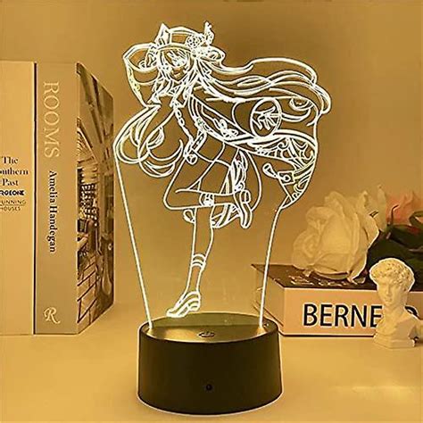 Veeki Genshin Impact 3d Illusion Lampa Led Night Light Hot Game Hu Tao