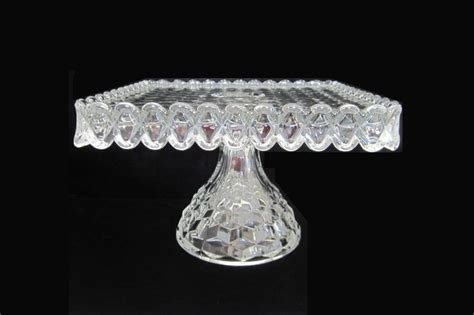 American Cake Stand By Fostoria Square Pedestal Salver With Rum