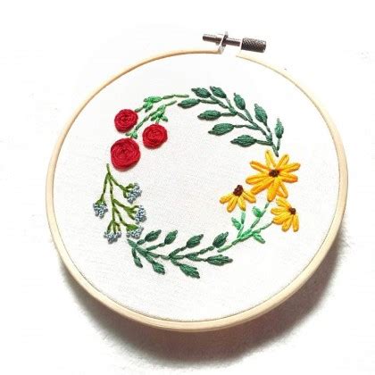 Floral Wreath Embroidery Kit By Sherly