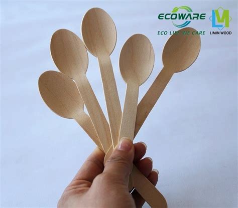 Disposable Clear Birch Wood Tasting Ice Cream Spoon China Disposable