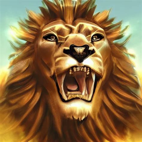 Mechanical Lion Digital Illustration Concept Art Stable Diffusion