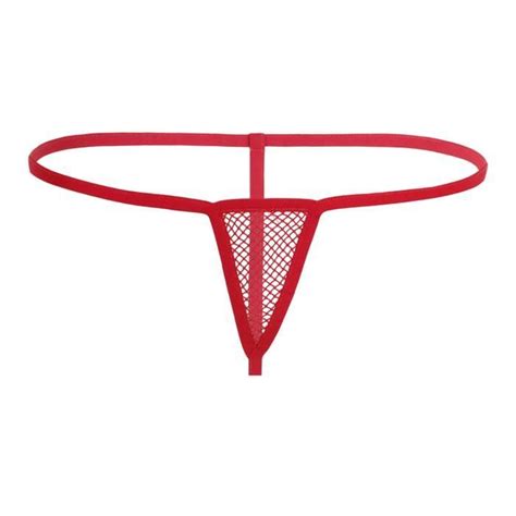YONGHS FR String Femme Sexy Ouvert Micro Bikini Ficelle G String T Back Thong Slip Tanga Rouge