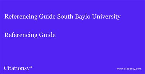 [2025] South Baylo University Citation Guide / Style Guide · Citationsy