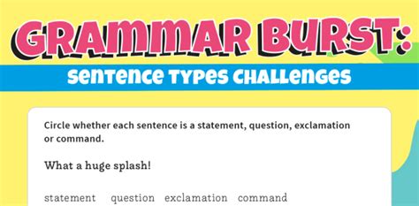 Year 2 Sentence Types Worksheets Ks2 Grammar Burst Resource Pack