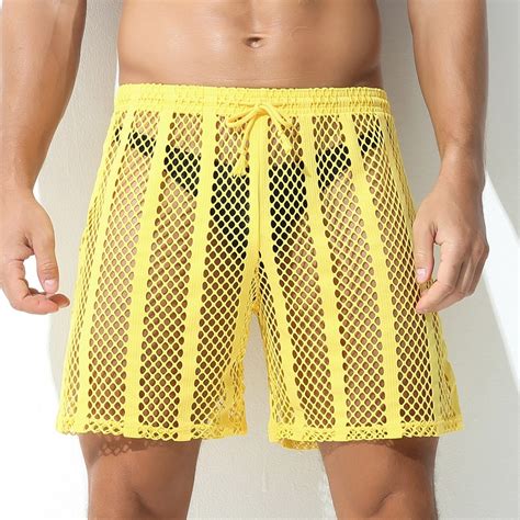 Fishnet Mesh Lingerie Boxer Shorts 1 000 Men S Lingerie Free Shipping