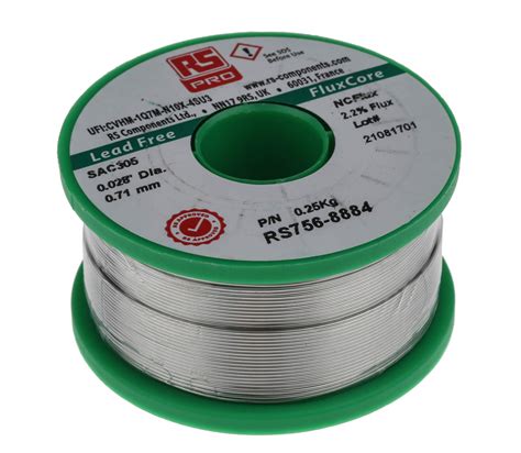 RS Pro 0 71mm Wire Lead Free Solder 217 221C Melting Point 0