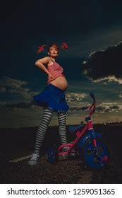 Happy Pregnant Pippi Longstocking Having Fun Stock Photo 1259051365