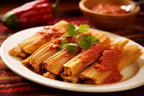 Premium AI Image | Tamales Rojos de Pollo Red Chicken Tamales