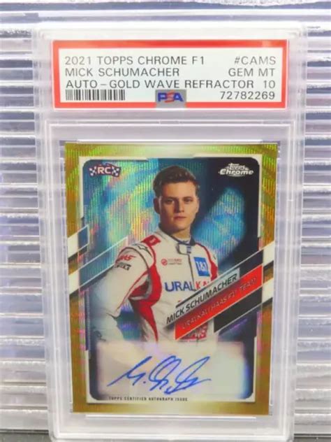 2021 TOPPS CHROME F1 Mick Schumacher réfracteur Gold Wave voiture RC