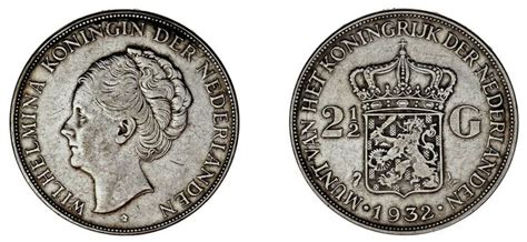 2 5 SILVER GULDEN 2 5 FLORINES PLATA HOLLAND HOLANDA 1932 XF