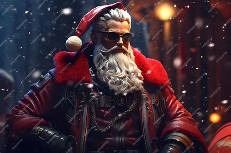 Premium Ai Image Gangster Santa Claus In Winter Night Ai Generated