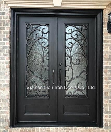 China Forged Custom Exterior Frenche Door Wrought Iron Double Entry