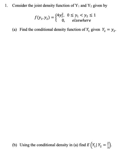 1 Consider The Joint Density Function Of Y1 And Y2