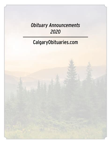 Calgary Obituaries 2020 By Todays Obituaries Issuu