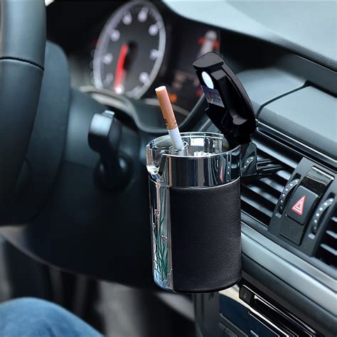 Lwithszg Car Ashtray Auto Ashtray With Solar Led Light Mini Car Trash