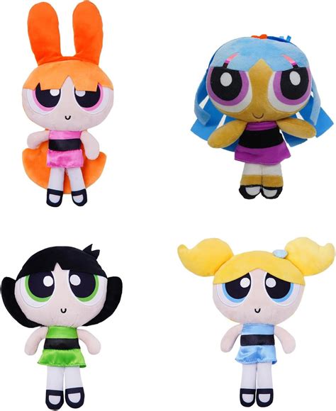 4Pcs Power-Puff Girls Plushies 9" Bubbles Buttercup Blossom and Blisstina Stuffed Anime Figure ...