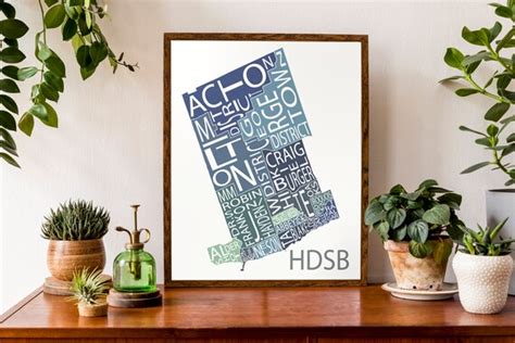 Typographic Map of Halton Region Divided Into Its High School - Etsy Canada