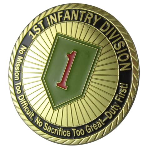 U S ARMY 1st Infantry Division 24K Gold Plated Challenge Coin Medal