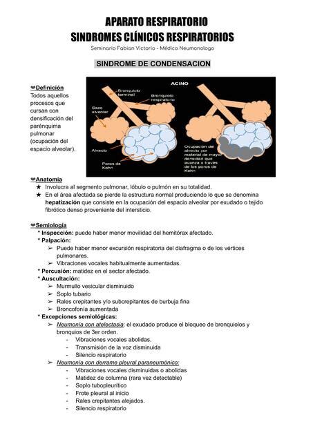 Síndromes Clínicos Respiratorios Síndrome de condenación Emilia