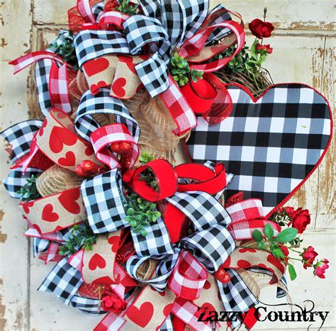 Buffalo Check Wreath Plaid Valentine Wreath Buffalo Check Etsy