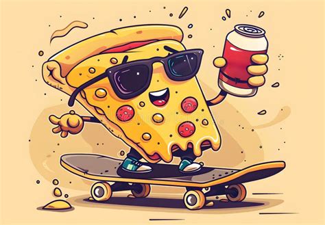 Una Pizzería En Patinaje Con Refresco En Una Divertida Y Alegre