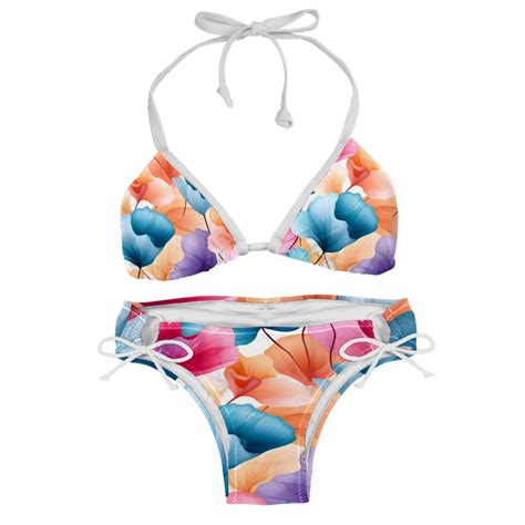 Petal Flower Detachable Sponge Adjustable Strap Bikini Set Two Pack