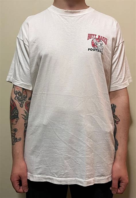 Vintage 1992 Butt Naked Football Single Stitch T Shir Gem