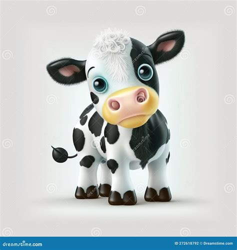 Udderly Adorable Cartoon Baby Cow Generative AI Stock Illustration