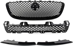 Amazon Newsmarts Pcs Gloss Black Mesh Front Upper Bumper Hood