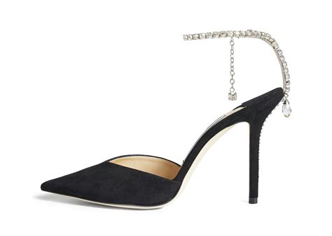 Jimmy Choo Saeda Mm Pump Crystal Embellished Black Suede Saeda Ewa