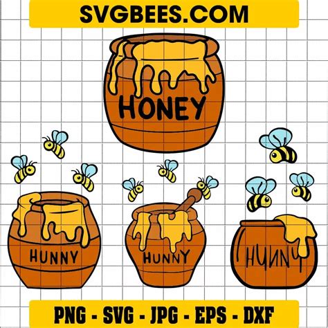 Winnie the pooh eat honey from pot SVG - SVGbees