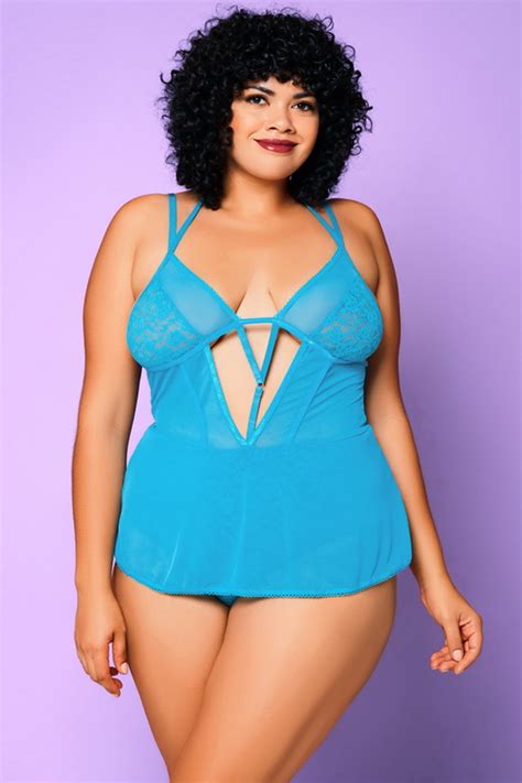 Plus Size Jules Dark Teal Christmas Lingerie Teddy Spicy Lingerie