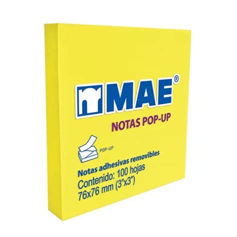 Notas Adhesivas Mae Pop Up Amarillo Neon 76x76mm 100 Hoj V Meses Sin