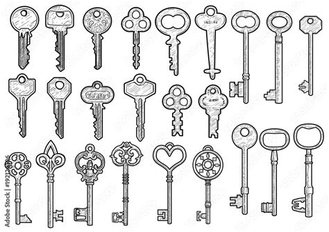 Key illustration, drawing, engraving, ink, line art, vector Stock ...