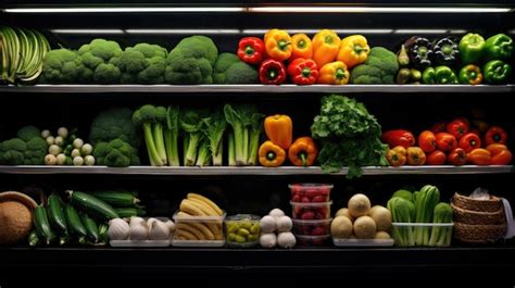 Frutas Y Verduras Refrigeradas En El Supermercado Foto Premium