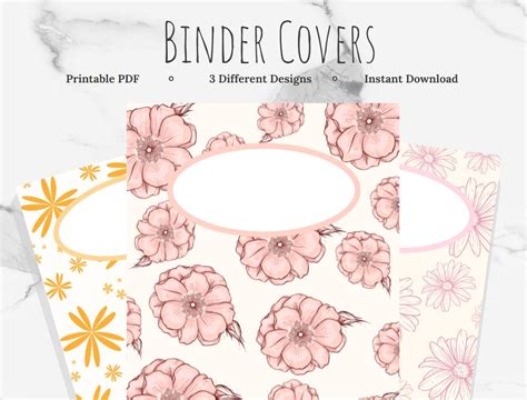 Printable Flower Binder Cover In X In Printable Pdf Etsy