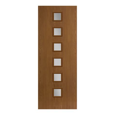 BLT 682 010 6C Belleville Oak Textured 6 Square Lite Center Door With