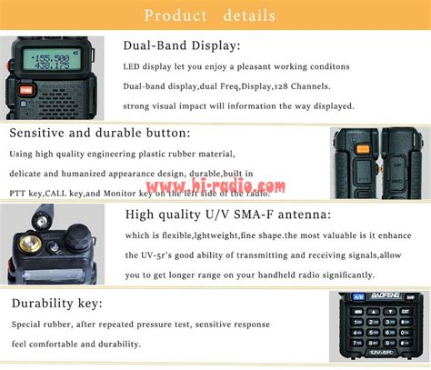 Black Dual Band Baofeng Uv R Walkie Talkie Uv R Fm Transceiver W