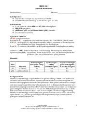 CRISPR Worksheet Data Docx BIOS 310 CRISPR Worksheet Student Name TA