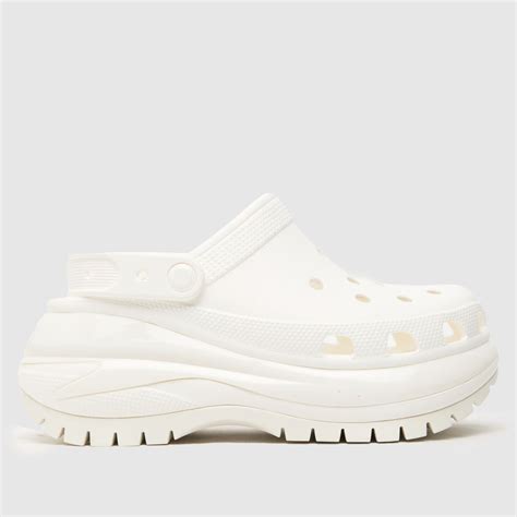 Womens White Crocs Classic Mega Crush Clog Sandals Schuh