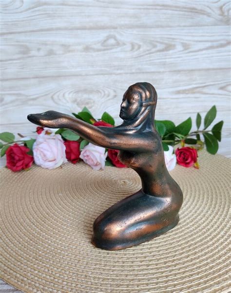 Vintage Brass Statuette Of A Woman The Figure Of A Naked Etsy