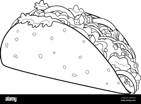 Taco Clip Art Black And White Sketch Coloring Page