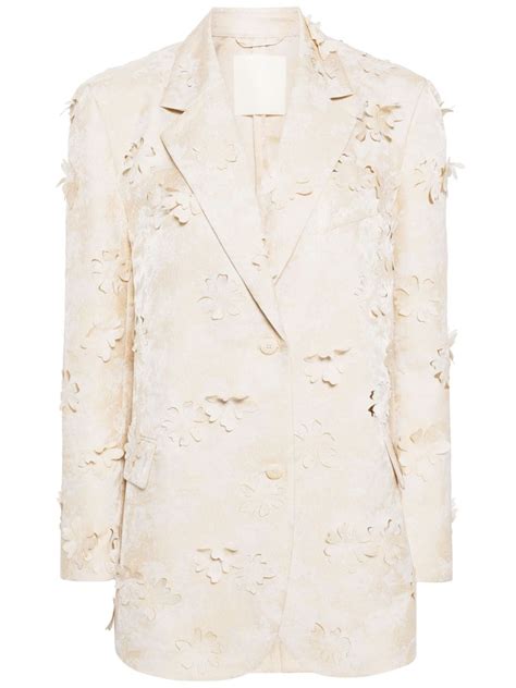 JNBY floral appliqué single breasted Blazer Neutrals FARFETCH KW