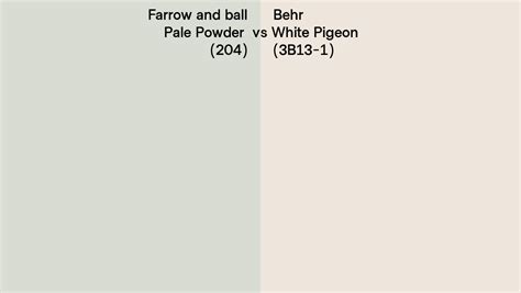 Farrow And Ball Pale Powder 204 Vs Behr White Pigeon 3B13 1 Side By