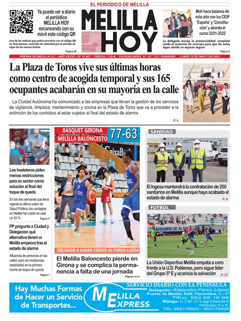 Consulte La Portada De Melilla Hoy Del Lunes De Mayo De