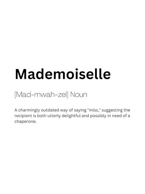 O Que Significa Mademoiselle - Mademoiselle Definition Meaning Art Print by Kaigozen – Fy!